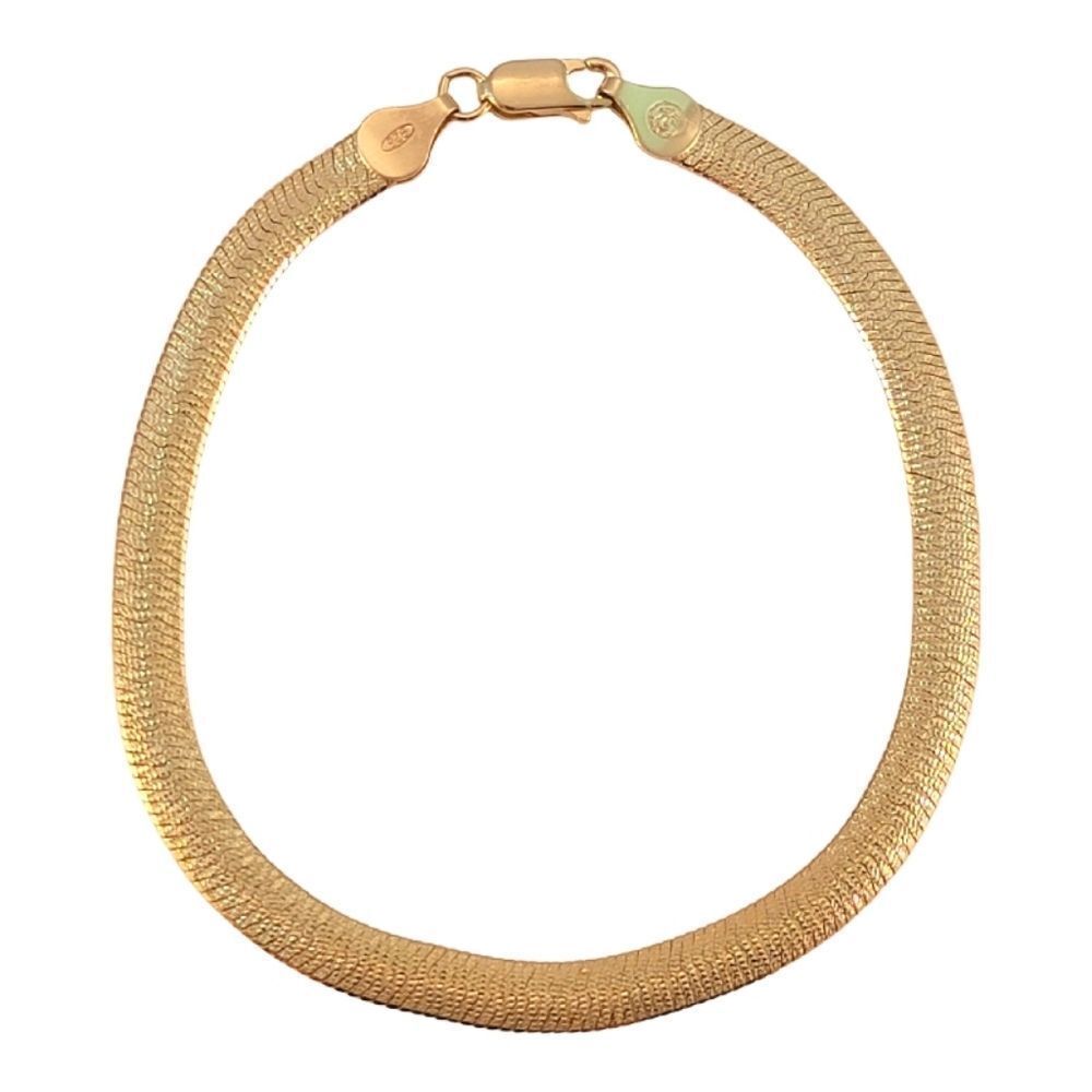 Gold Over Sterling Stardust Textured Italy Herringbone Bracelet